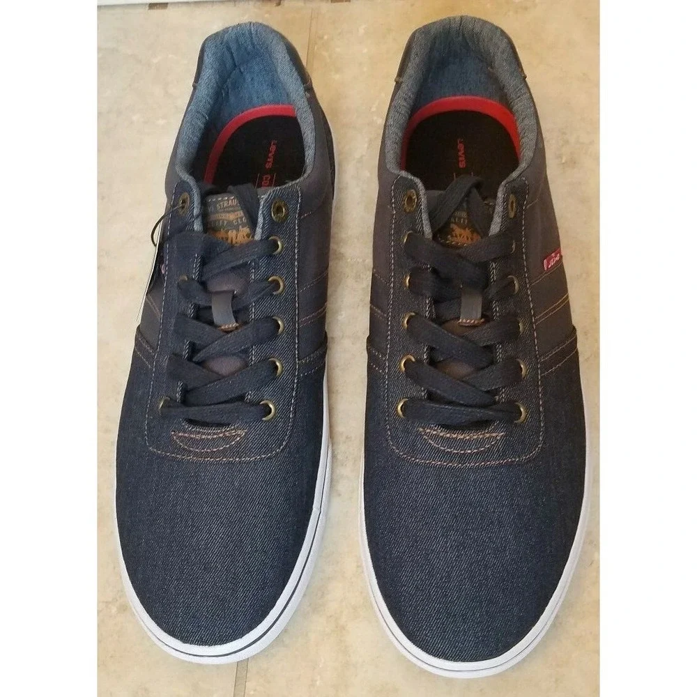 New Levis Men Dark Denim Shoes Canvas Casual‎ Sneakers Navy Blue sz 13
